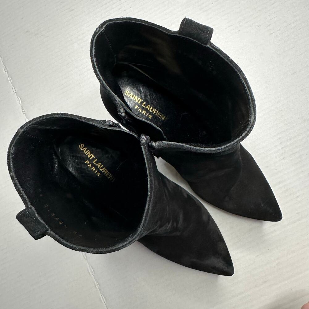 Sz 38 Saint Laurent Janis 105 Western Buckle Concho Ankle Boots Black Booties - Picture 5 of 10